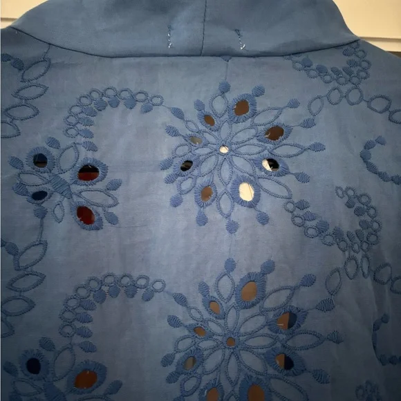 NWT World Market Blue Eyelet Embroidered Kimono - Picture 6 of 10